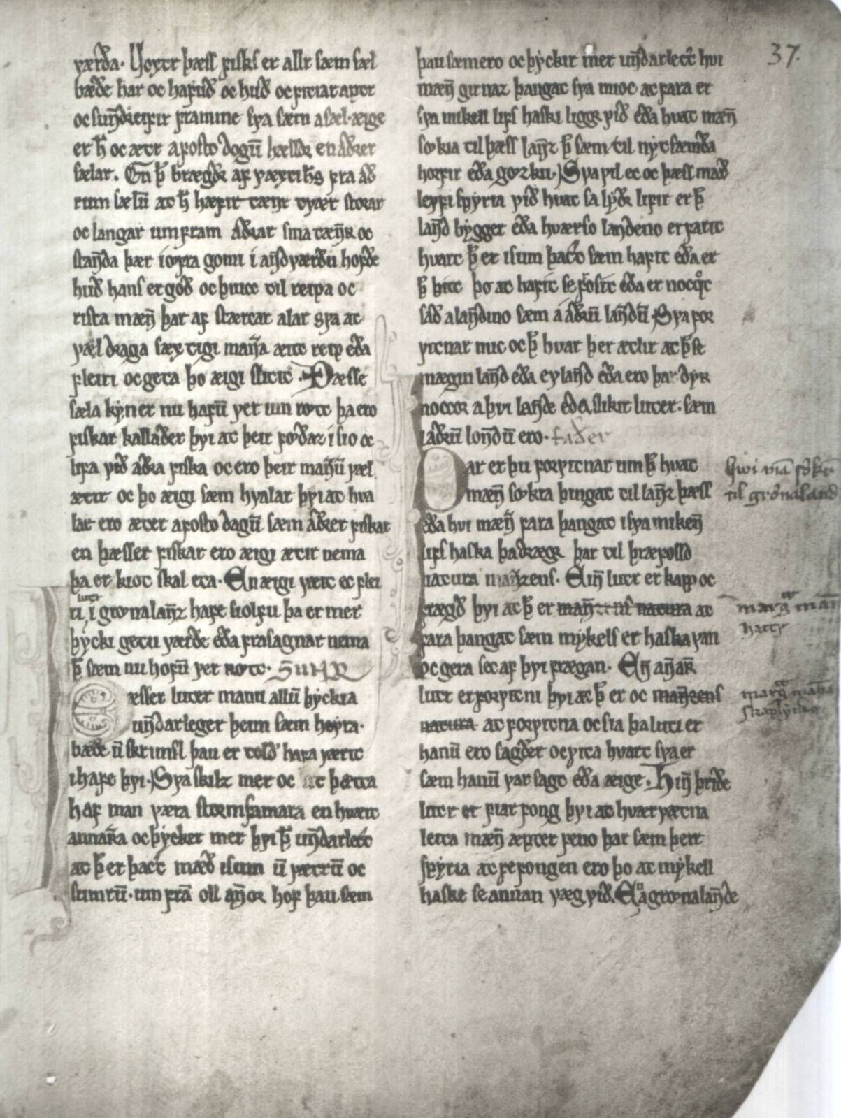 Page from The Kings Mirror / Speculum Regale / Kongsspeilet, written in Norway ca 1250 AD